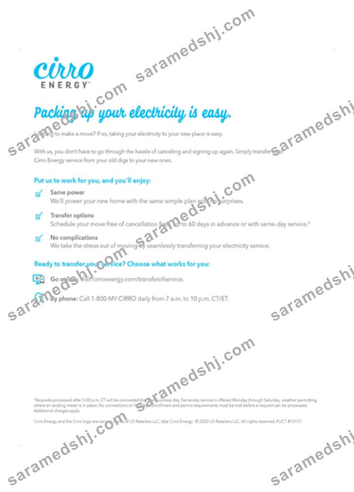 Texas Cirro Energy utility business bill, page 3, SCR